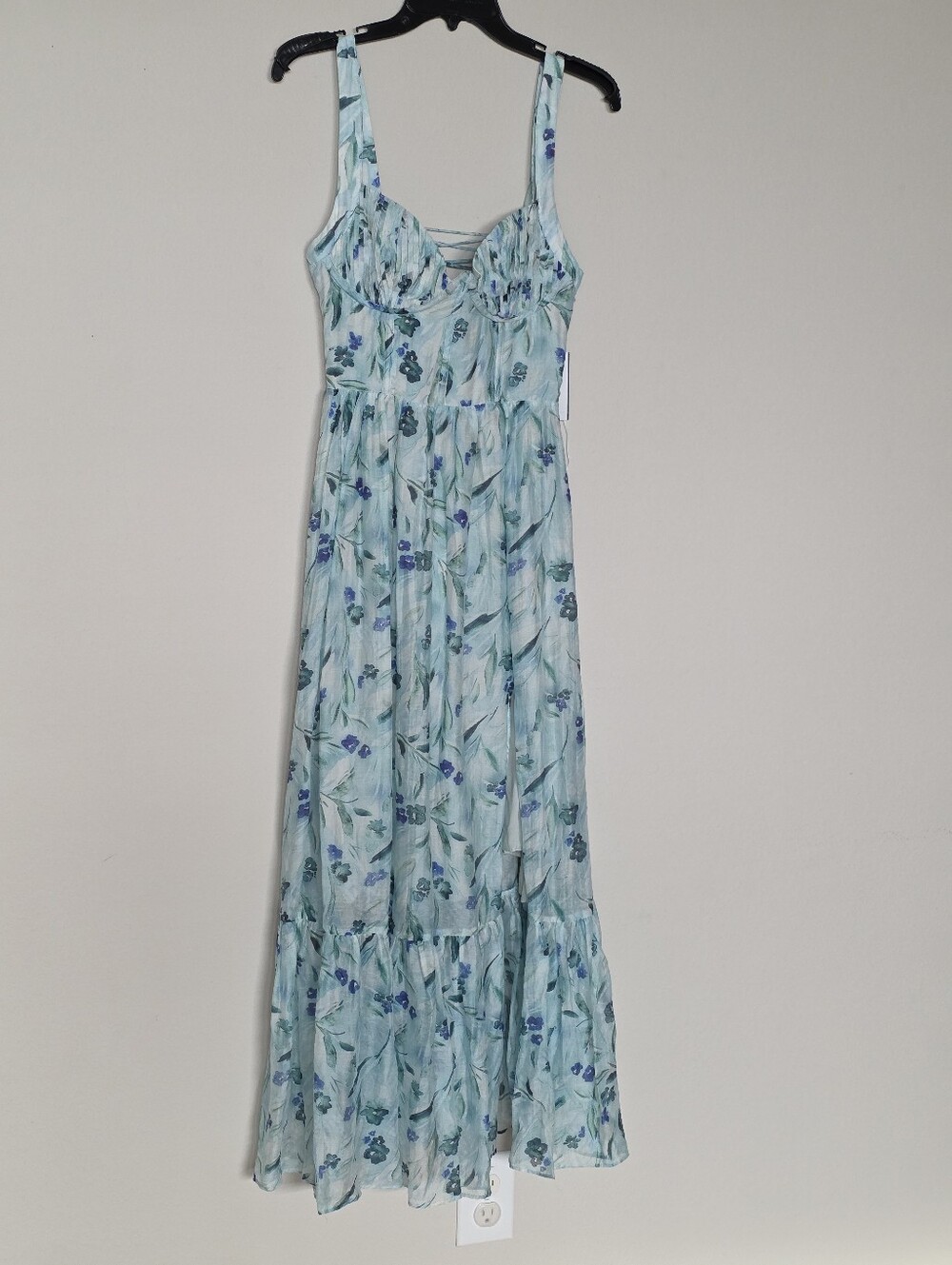 Astr Floral Maxi Dress in Green and Blue